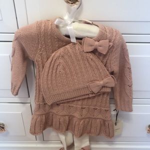 Girls sweater dress hat and stockings